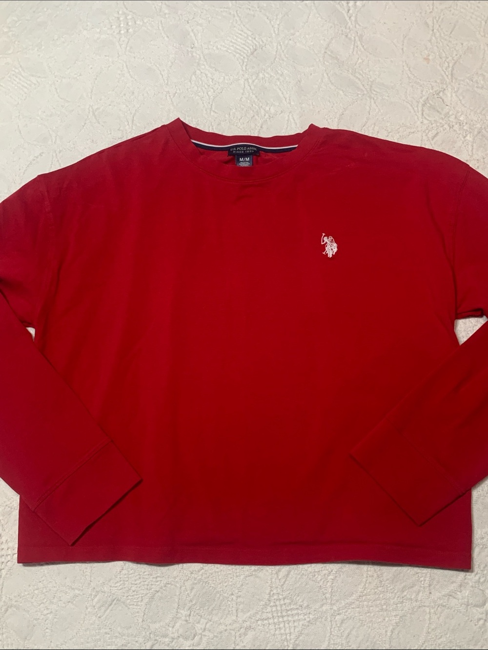 Polo by Ralph Lauren Long-Sleeve Crewneck Shirt - Red with White Pony